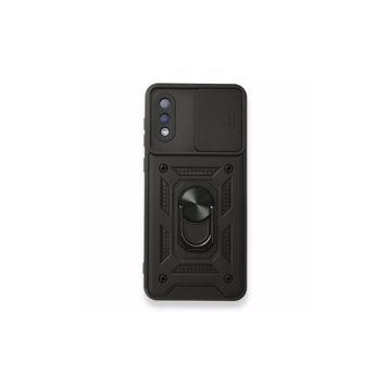 Samsung Galaxy A02 Pars Lens Yüzüklü Silikon Siyah Kılıf