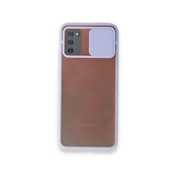 Samsung Galaxy A02S Palm Buzlu Kamera Sürgülü Silikon Lila Cep Telefon Kılıfı