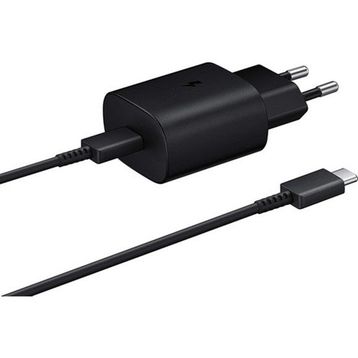 Samsung Galaxy M51 Fast Charging 25W Type-C Çıkışlı Kablolu Siyah Şarj Aleti