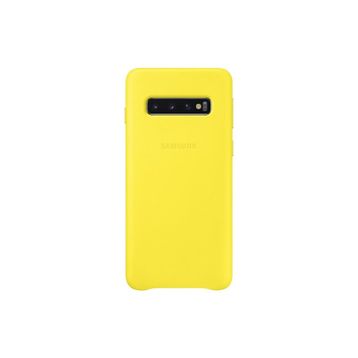 Samsung Galaxy S10 Sarı Deri Kılıf