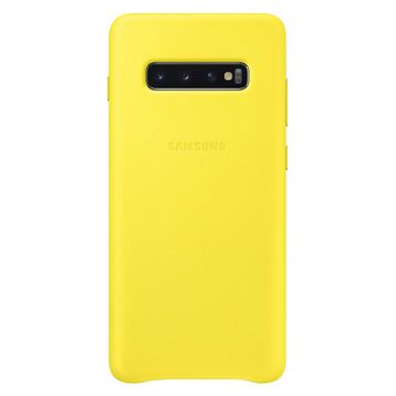 Samsung Galaxy S10 Sarı Deri Kılıf