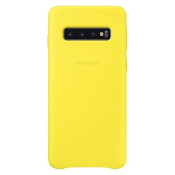 Samsung Galaxy S10 Sarı Deri Kılıf