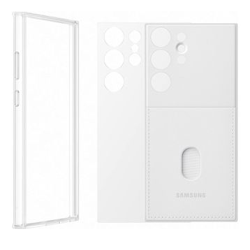 Samsung Galaxy S23 Beyaz Ultra Çerçeveli ve Kart Yuvalı Telefon Kılıfı