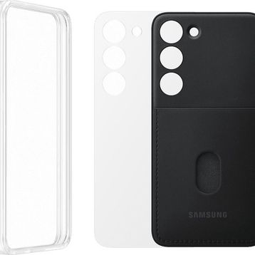 Samsung Galaxy S23 Çerçeveli & Kart Yuvalı Siyah Telefon Kılıfı