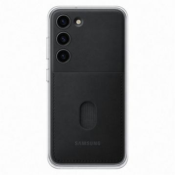 Samsung Galaxy S23 Çerçeveli & Kart Yuvalı Siyah Telefon Kılıfı
