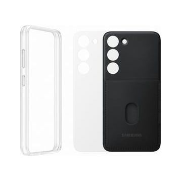Samsung Galaxy S23 Çerçeveli & Kart Yuvalı Siyah Telefon Kılıfı