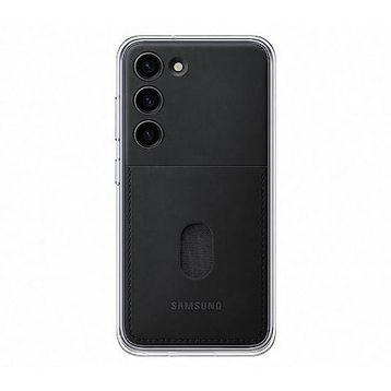 Samsung Galaxy S23 Çerçeveli & Kart Yuvalı Siyah Telefon Kılıfı