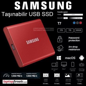 Samsung MU-PC2T0R/WW T7 2 TB Kırmızı SSD