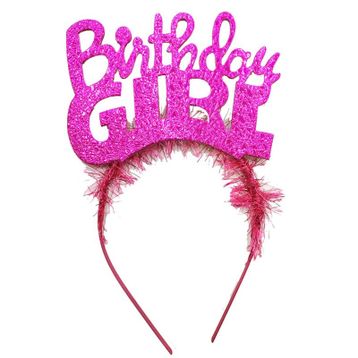 Samur Fuşya Renk Birthday Girl Yazılı Parti Kızı Doğum Günü Tacı
