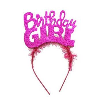 Samur Fuşya Renk Birthday Girl Yazılı Parti Kızı Doğum Günü Tacı