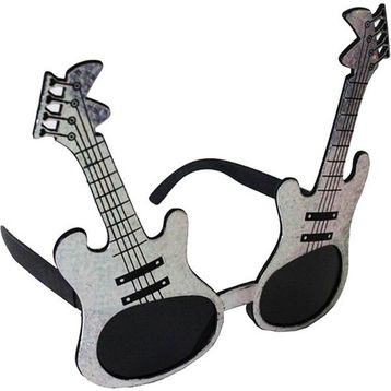 Samur Gümüş Renk Rockn Roll Gitar Şekilli 15x15 cm Parti Gözlüğü
