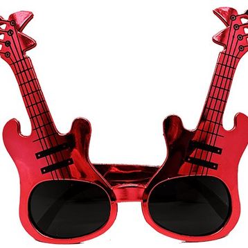 Samur Kırmızı Renk Rockn Roll Gitar Şekilli 15x15 cm Parti Gözlüğü