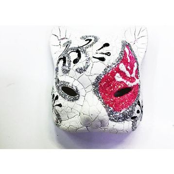 Samur Pembe Renk İşlemeli Seramik Venedik Kedi Model Magnet