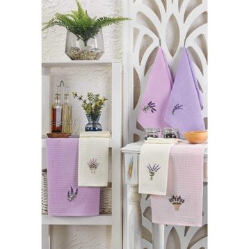 Sanatella 30x50 cm 6 Parça Lavender Flower Mutfak Kurulama Bezi