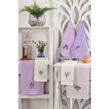 Sanatella 30x50 cm 6 Parça Lavender Flower Mutfak Kurulama Bezi