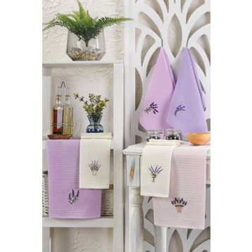 Sanatella 30x50 cm 6 Parça Lavender Flower Mutfak Kurulama Bezi