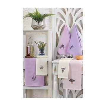Sanatella 30x50 cm 6 Parça Lavender Flower Mutfak Kurulama Bezi