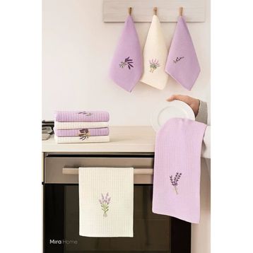 Sanatella 30x50 cm 6 Parça Lavender Flower Mutfak Kurulama Bezi
