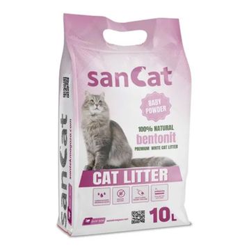 Sancat 4x10 lt Bebek Pudrası Kokulu Premium Beyaz Kedi Kumu