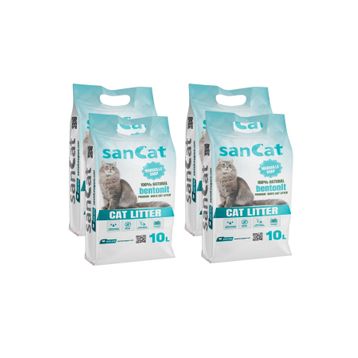 Sancat 4x10 lt Marsilya Sabunu Kokulu Premium Beyaz Kedi Kumu
