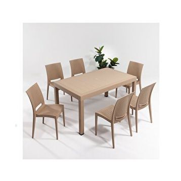 Sandalie Rattan Cappucino 90x150 cm Bahçe Masa Seti