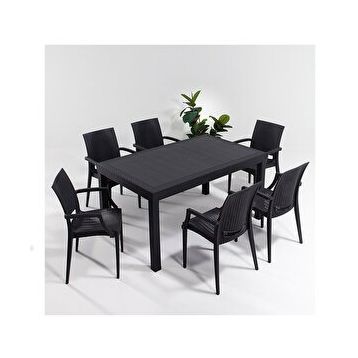 Sandalie Rattan Kollu 90x150 cm Antrasit Bahçe Seti
