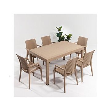 Sandalie Rattan Kollu 90x150 cm Cappucino Bahçe Seti