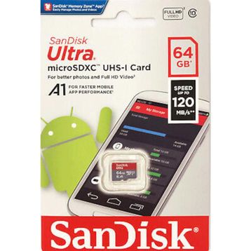 Sandisk SDSQUA4-064G-GN6MN 64 GB microSDXC Ultra A1 120MB/sn UHS-I C10 U1 Hafıza Kartı