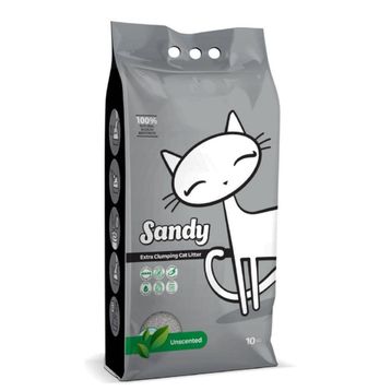 Sandy 10 kg Hassas Kediler İçin Kokusuz Tozsuz Topaklanan Sodyum Bentonit Gri Kedi Kumu