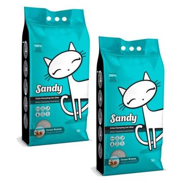 Sandy Cat Litter 2 x 10 L Doğal Sodyum Bentonit Okyanus Esintisi Kedi Kumu