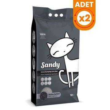 Sandy Ekstra Topaklanan 2x10 kg Aktif Karbonlu Doğal Kedi Kumu