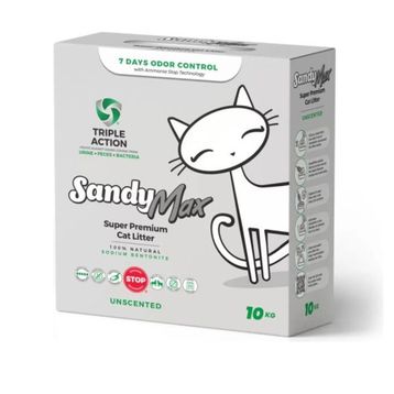 Sandy Max Triple Action 10 kg Tozsuz Topaklanan Bentonit Doğal Kedi Kumu