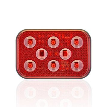 Sanel SBD12R6 Dış Makan Uyumlu Kırımızı 12V Üniversal Kare 6 Led Aydınlatma