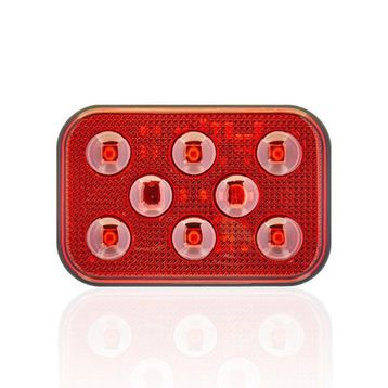 Sanel SBD12R6 Dış Makan Uyumlu Kırımızı 12V Üniversal Kare 6 Led Aydınlatma