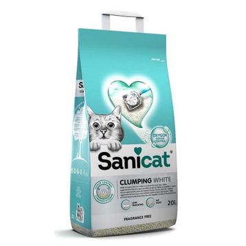 Sanicat 20 lt Koku Kontrollü Topaklaşan Beyaz Tanecikli Kedi Kumu