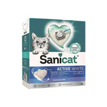 Sanicat Active White Oksijen Kontrollü Koku Emici Ultra Topaklanan 6 lt Kedi Kumu