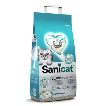 Sanicat Clumping White Cotton Fresh Oksijen Kontrol Emici Bentonit 20 lt Kedi Kumu