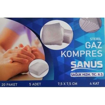 Sanus 7.5x7.5 Cm 4 Kat 100'lü Gaz Kompress