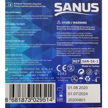 Sanus 7.5x7.5 Cm 4 Kat 100'lü Gaz Kompress