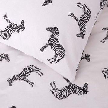 Sarah Anderson Zebra %100 Pamuk 200x200 cm Çift Kişilik Beyaz Siyah Nevresim Yastık Seti