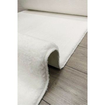 Sarar Post Peluş Beyaz Kaymaz Taban Kesme 80x300 cm Yolluk