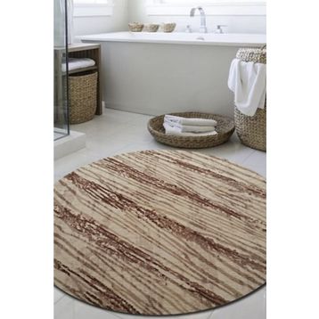 Sarar Yuvarlak Kaymaz Taban Kahve vizon Düz Renk 120x120 cm Salon Halı