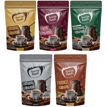 Saray Keyfi 5x200 gr Osmanlı + Dibek + Sütlü Menengiç + Damla Sakızlı + Fındıklı Kahve