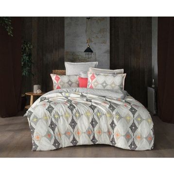 Sarev King Size V1 240x220 cm Gri Elısta Flanel Nevresim Takımı