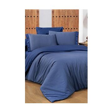 Sarev New Fancy Stripe Lacivert King Size Battal Boy %100 Pamuk Çizgili Nevresim Takımı