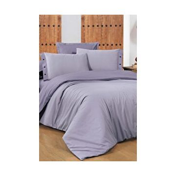 Sarev New Fancy Stripe Lila King Size Battal Boy %100 Pamuk Çizgili Nevresim Takımı