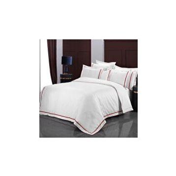 Sarev Odeo 240x220 cm Beyaz Saten King Size Nevresim Takımı