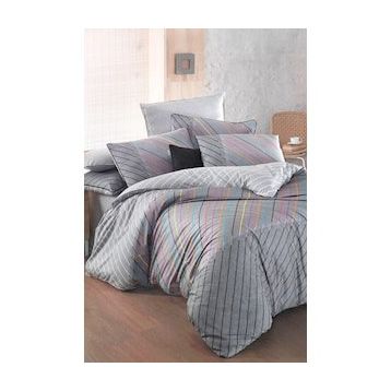 Sarev Tına V1 Fancy Çift Kişilik 200x220 cm Gri Poplin Nevresim Takımı