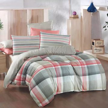 Sarev Vegas V2 Fancy Çift Kişilik 200x220 cm Bej Poplin Nevresim Takımı