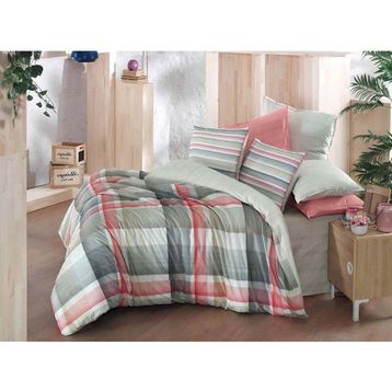 Sarev Vegas V2 Fancy Çift Kişilik 200x220 cm Bej Poplin Nevresim Takımı